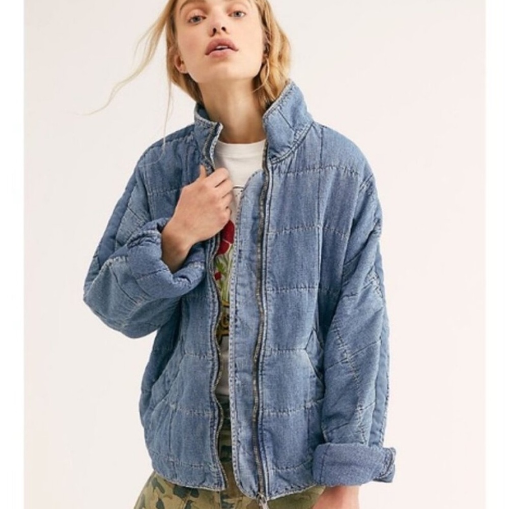 Free People  Quilted Dolman Denim Jacket